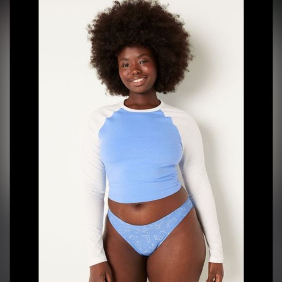 NWT Victoria’s Secret Pink Cropped Long-sleeve Raglan Top - Picture 2 of 5